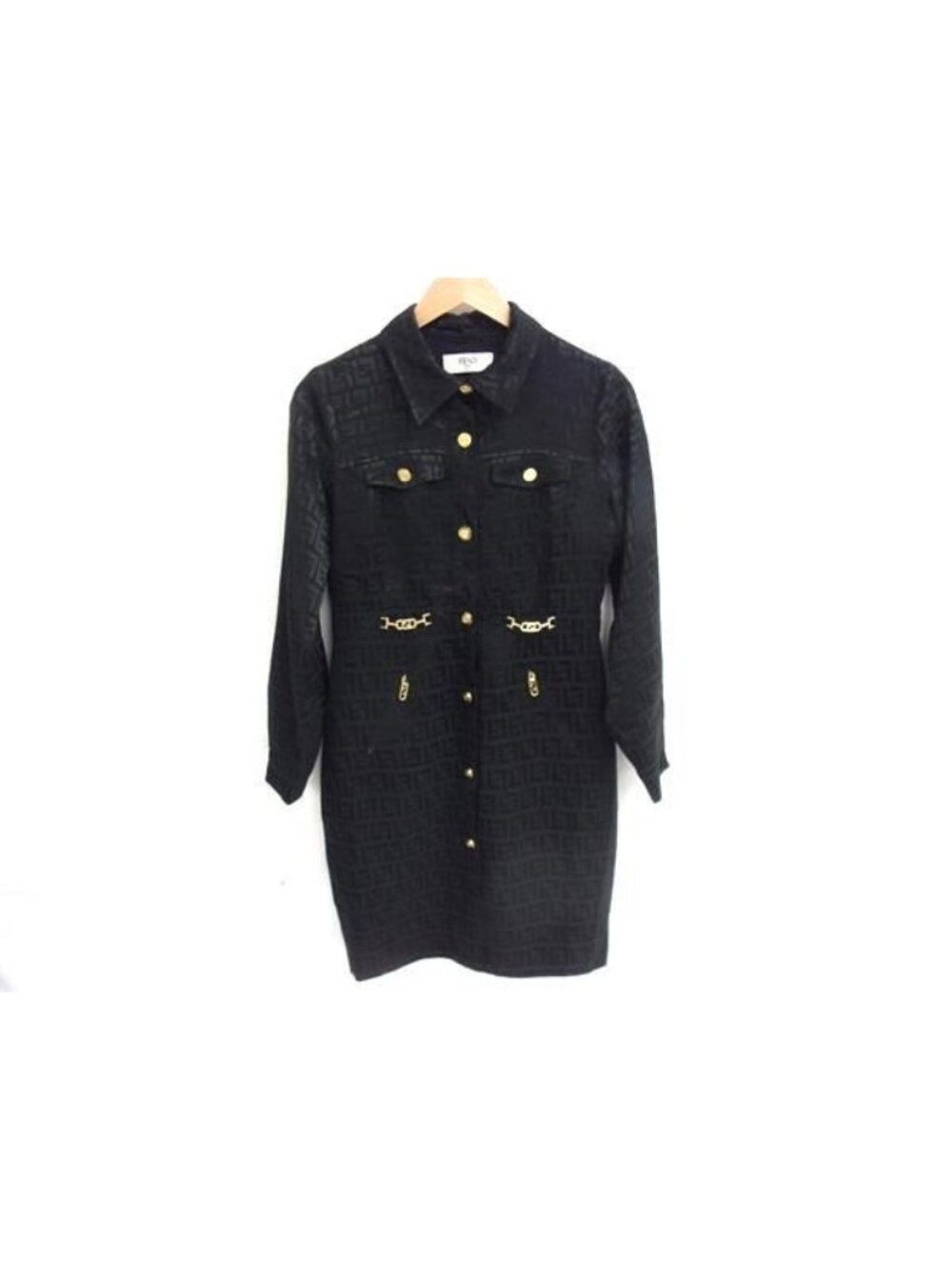 Fendi Zucca Pattern Acetate Long Coat Black